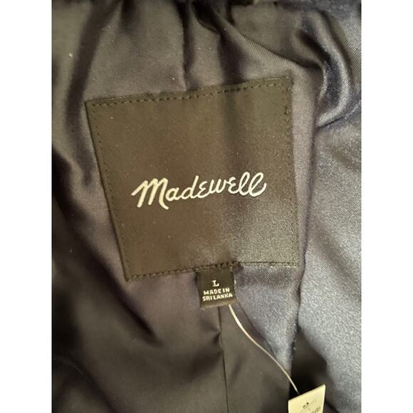 Madewell soft & plush Sherpa Teddy Coat Navy Dark Nightfall Blue pockets & snaps - Picture 14 of 17